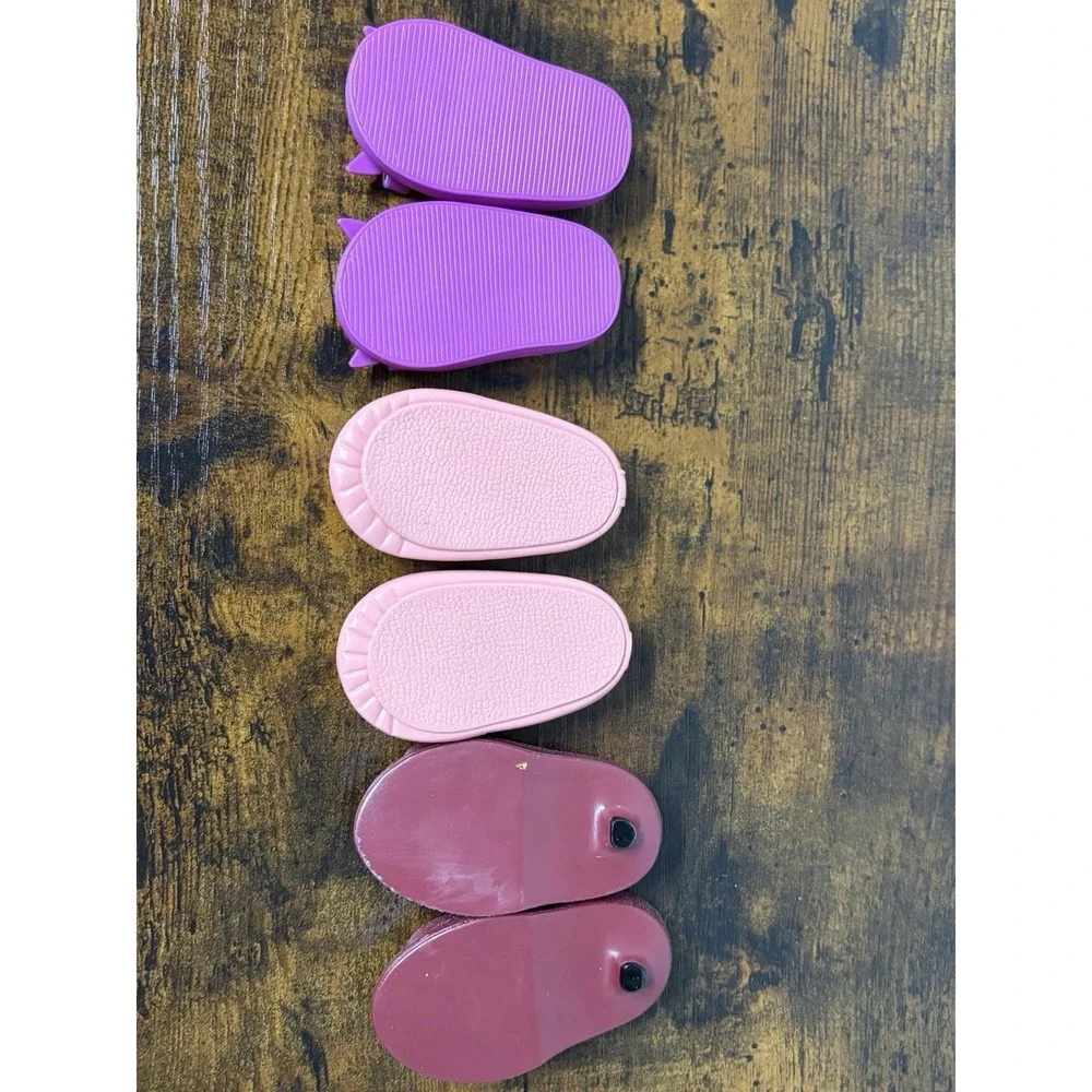 Our Generation Doll Shoes Lot Of 3 Pairs, Slip Ons Flats Purple Pink Mauve
